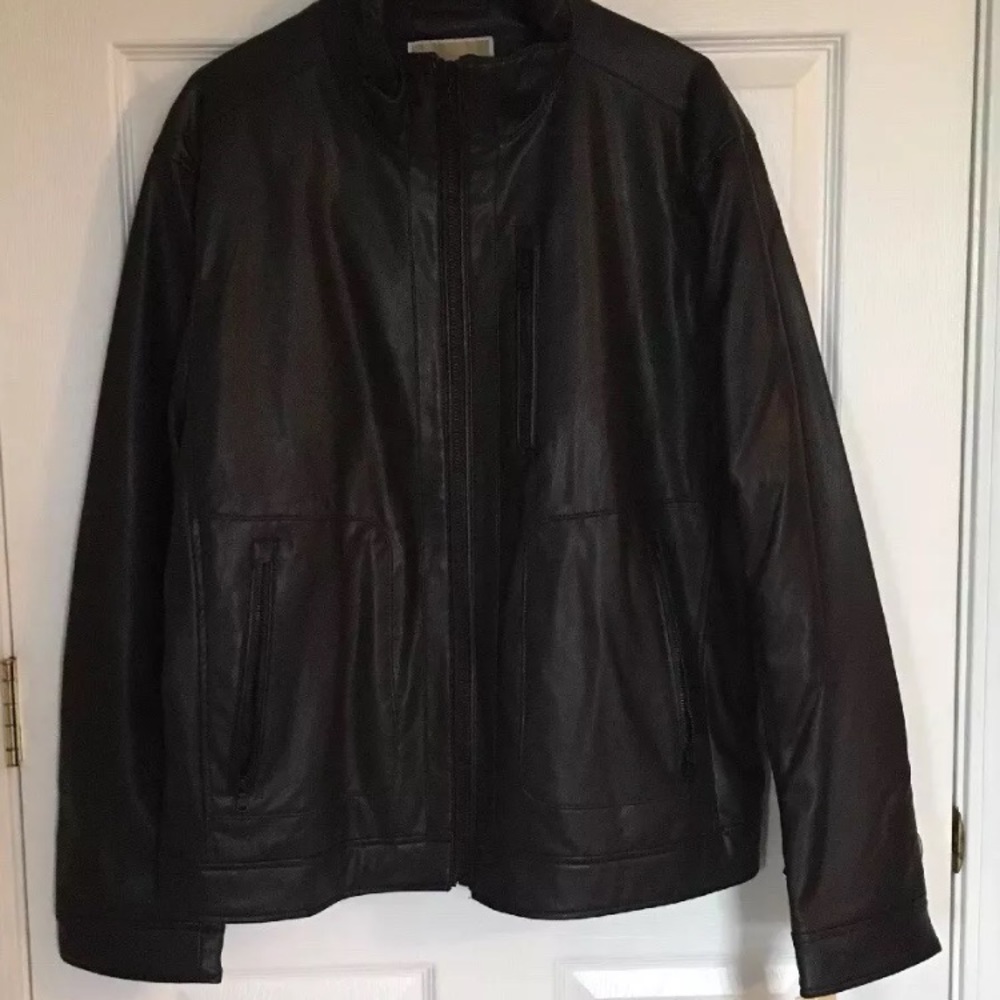 $225 Michael Kors Men Brown Leather Jacket XL NWT
